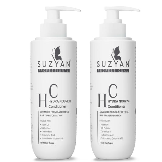 Suzyan Hydra Nourish Conditioner - Deep Moisturizing & Detangling Formula (250ml – Pack of 2) | For All Hair Types | Sulfate-Free