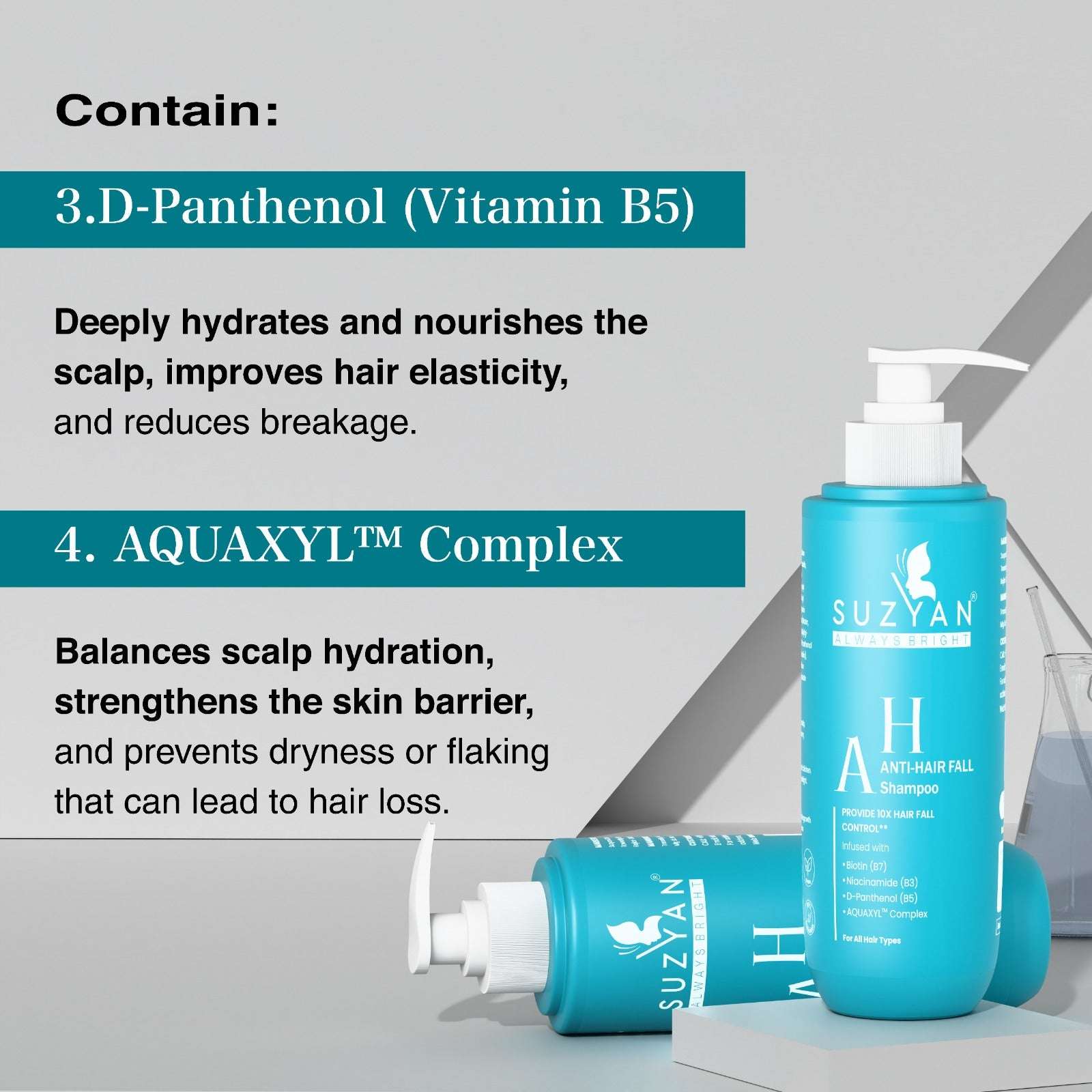 Suzyan Anti Hair Fall Shampoo + Conditioner + Hair Regrowth Serum Combo | With 4% Redensyl, 3% Anagain | Sulfate-Free | Controls Hair Fall & Boosts Regrowth | For Men & Women | 250ml + 250ml + 30ml