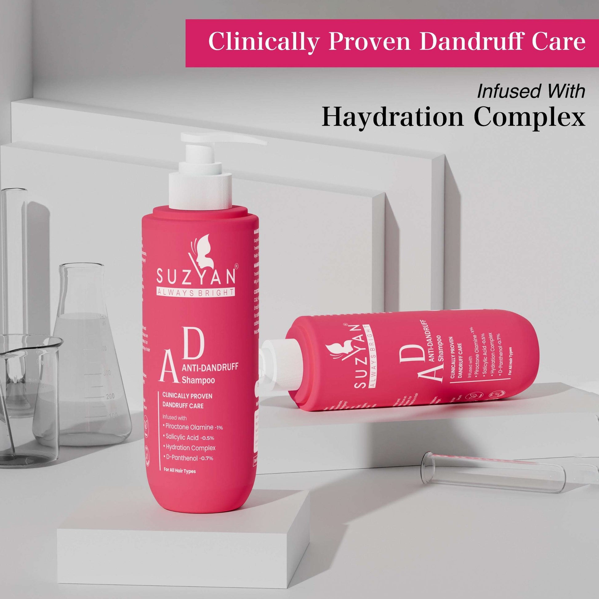 SUZYAN Anti Dandruff Combo | Shampoo + Scalp Scrub | Gently Exfoliates Scalp, Reduces Flakes & Itchiness | Sulfate & Paraben Free | For Men & Women