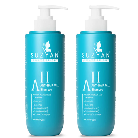 Suzyan Anti Hair Fall Shampoo (250ml x 2) | With Biotin, Niacinamide & D-Panthenol | Sulfate-Free, Paraben-Free | Strengthens & Reduces Hair Fall | For All Hair Types – Men & Women