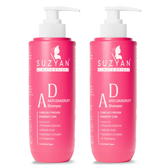 SUZYAN Anti Dandruff Shampoo for Flake-Free Scalp & Healthy Hair - 250ml (Pack of 2) | Sulfate-Free, Paraben-Free, Soothes Itchy Scalp, Controls Dandruff | Unisex | Dermatologically Tested
