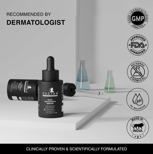 Suzyan Advanced Hair Regrowth Serum Combo Pack | 4% Redensyl + 3% Anagain + 3% Baicapil + 1% Aquaxyl & Capilia Longa | Hair Fall Control & Growth | Men & Women | 30ml x 2 | Sulfate & Paraben Free