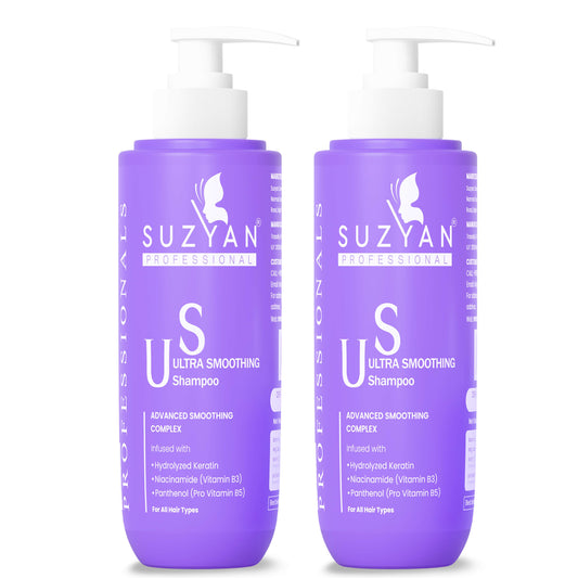SUZYAN Ultra Smoothing Shampoo - (250ml – Pack of 2) | Sulfate-Free | For Silky, Frizz-Free Hair | Deep Nourishment & Shine | Professional Hair Care at Home