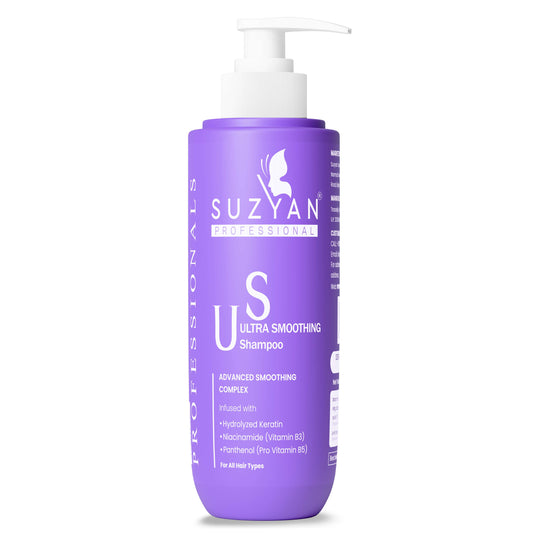Suzyan Ultra Smoothening Shampoo with Keratin & Argan Oil | Controls Frizz | Adds Shine | Sulfate & Paraben Free | Suitable for All Hair Types | 250ml