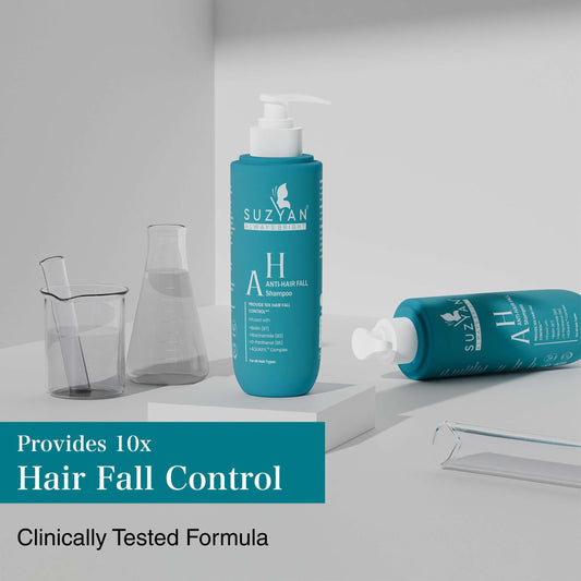 Suzyan Hair Fall Control Shampoo & Conditioner Combo | Infused with Biotin, Niacinamide & Aquaxyl | 10X Stronger Hair | Sulfate-Free & Paraben-Free | Suitable for Men & Women | 250ml + 250ml