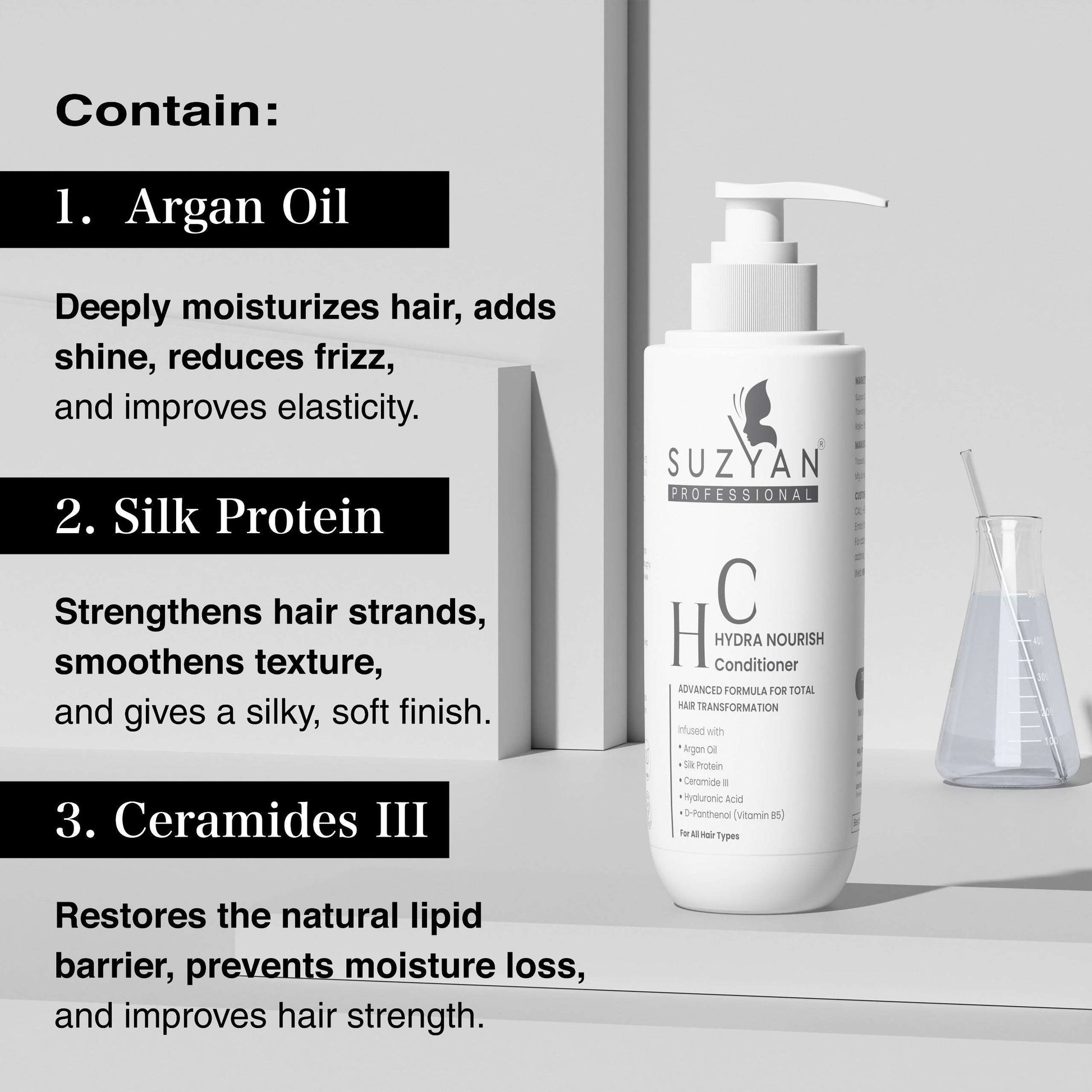 Suzyan Anti Hair Fall Shampoo + Conditioner + Hair Regrowth Serum Combo | With 4% Redensyl, 3% Anagain | Sulfate-Free | Controls Hair Fall & Boosts Regrowth | For Men & Women | 250ml + 250ml + 30ml